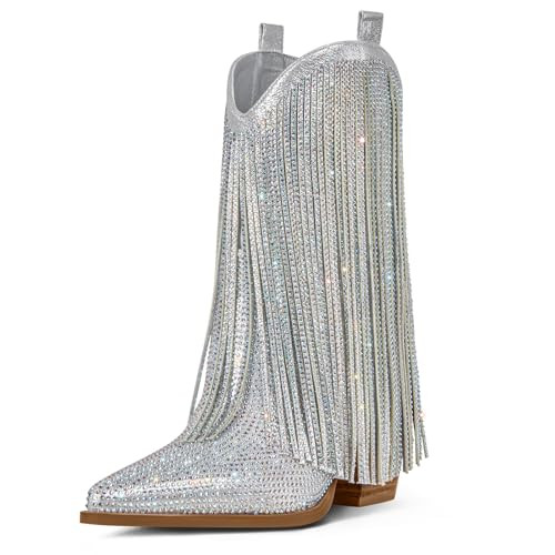 Ouepiano Rhinestone Cowboy Boots for Women