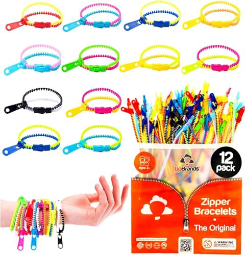 UpBrands Bi-Color Zipper Bracelets Fidget Toy 12-Pack