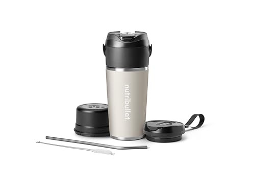 NutriBullet Flip Portable Cordless Stainless Steel Insulated Blender Bottle