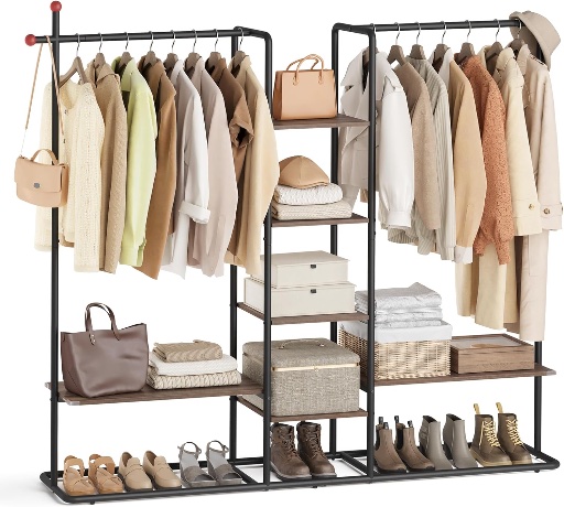 Songmics Home Clothes Rack With Shelves And Hooks
