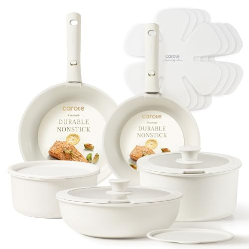 Carote 15-Pc Nonstick Pots & Pans Cookware Set w/ Detachable Handle