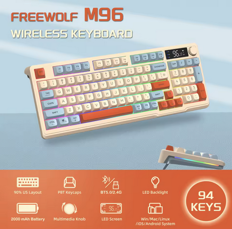 ZIYOU LANG Wireless Gaming Keyboard with Display Screen and Knob
