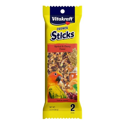 Vitakraft Crunch Sticks Apricot & Cherry Flavor Bird Treat for Conures, 2 Count