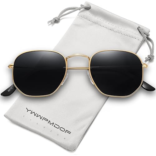 Polarized Sunglasses, Hexagonal Flat Mirrored