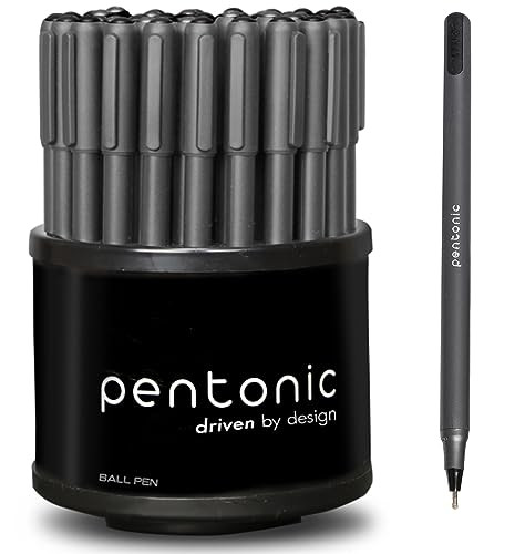 Pentonic Medium Point, Black Ink Ballpoint Pens with Organizer, 50 Count