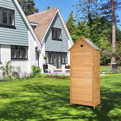 Costway 63" Wooden Outdoor Lockable Garden Tool Storage Shed