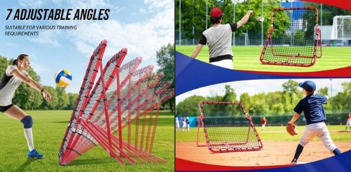 Patiassy Adjustable Angles Baseball Volleyball Rebounder Net