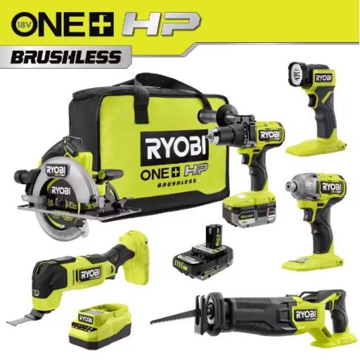 RYOBI 18V ONE+ HP Brushless 6-Tool Combo Kit