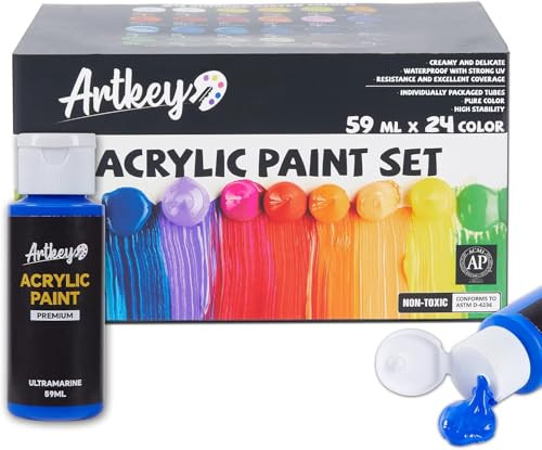 Artkey Acrylic Paint Set, 24 Colors