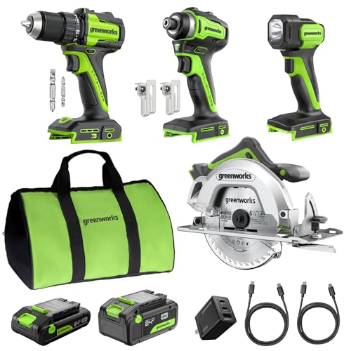 Greenworks 24V 4-Tool Combo Kit w/ 4.0Ah & 2.0Ah Batteries