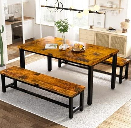 AWQM Dining Room Table Set with 2 Benches