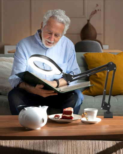 Magnifying Glass Lamp w/ Adjustable 10 Level Brightness and 5 Color Modes