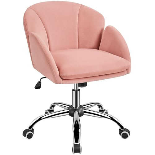 Yaheetech Pink Velvet Desk Chair