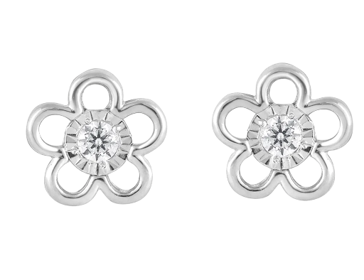 Brilliant Diamond Flower Earrings