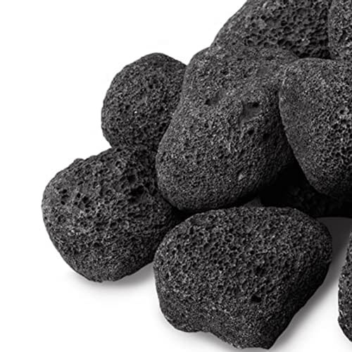 GASPRO Large Black Lava Rocks for Fire Pits and Fireplaces