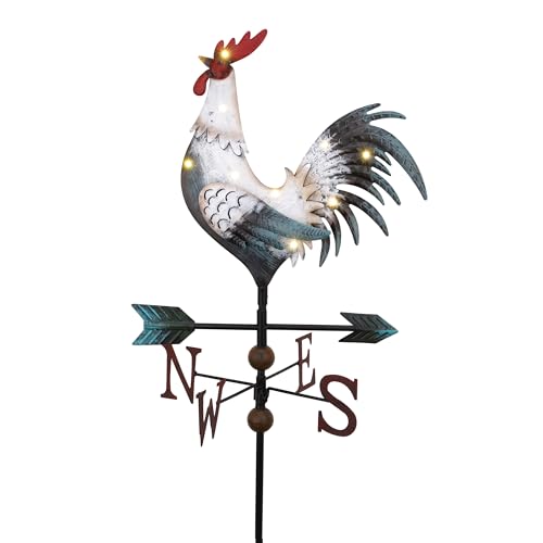 Teresa’s Collections Garden White Rooster Yard Sign Large