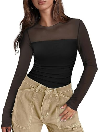 Sheer Ruched Long Sleeve Top