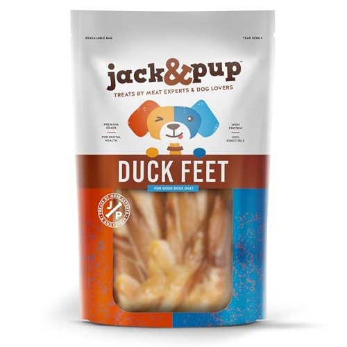 Jack & Pup All Natural Single Ingredient Duck Feet Dog Chew 20-Pack