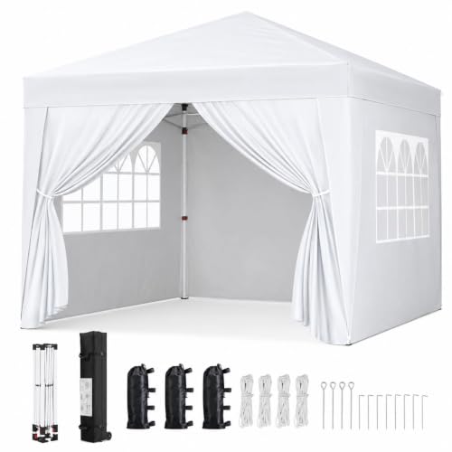 Yaheetech 10x10 Pop-Up Canopy Tent w/ 4 Sidewalls & Roller Bag