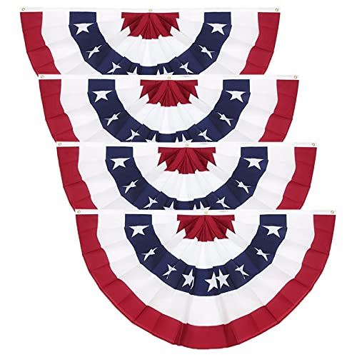 American Pleated Patriotic Bunting Decoration, Set of 4