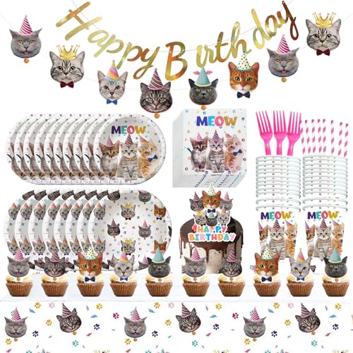 Cat Birthday Decorations 172-Piece