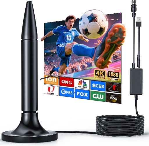 Indoor TV Antenna with Signal Booster