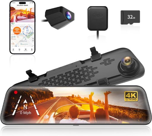 WOLFBOX G840S 12" 4K Mirror Dash Cam