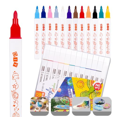 Acrylic Paint Pens Markers, 12 Colors