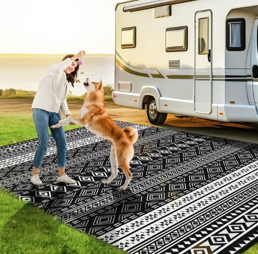 BSHAPPLUS 5'x8' Plastic Straw Rug Outdoor Picnic Rug