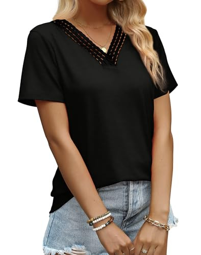 Trendy Crochet V Neck T-Shirts