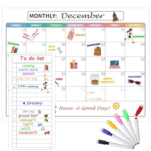 Lortarl Magnetic Dry Erase Refrigerator Calendar
