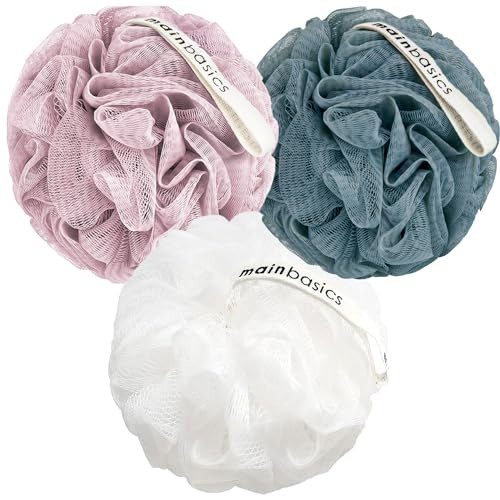 MainBasics Shower Loofah Scrubbers, Set of 3