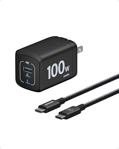 Anker Prime 100W, 3-Port s (2 USB-C ports and 1 USB-A port) Wall Charger w/USB-C Cable