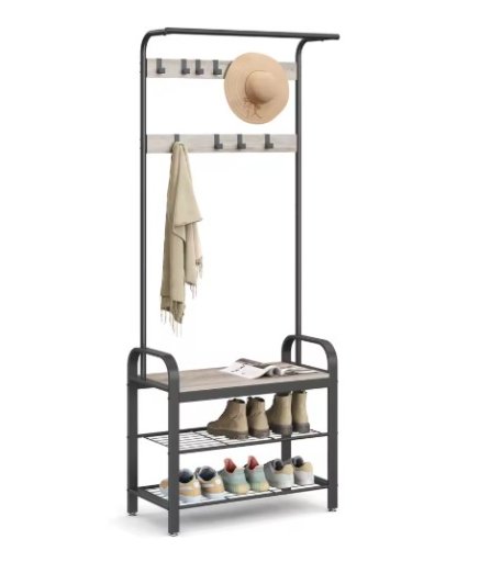 VASAGLE 4-in-1 Entryway Hall Tree with Shoe Bench