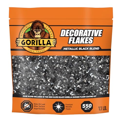Gorilla Garage Floor Coating Decorative Flakes 550 Sq. Ft. Metallic Black Blend