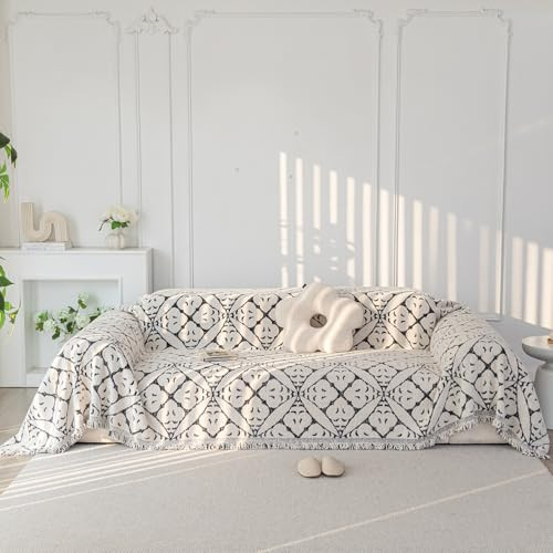 HANDONTIME Black Farmhouse Sofa Seat Covers