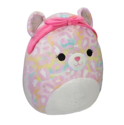 12-Inch Squishmallows Original Michaela Rainbow Leopard w/ Pink Bandana