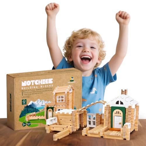 Jovi-mindly?Notchies 107 Pcs Wooden Blocks Toys