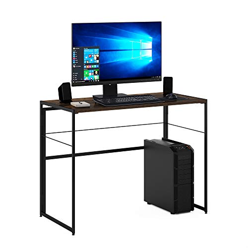 Furinno Riau 39" Folding Metal Frame Computer Desk (Rustic Oak/Black)