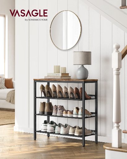 VASAGLE 4 Tier Shoe Rack for Entryway