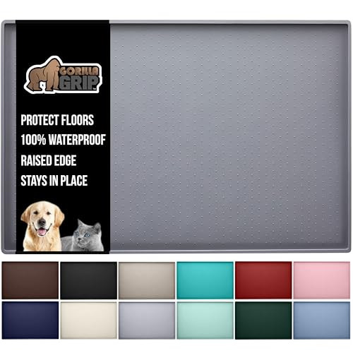 GORILLA GRIP 100% Waterproof Raised Edge BPA Free Silicone Pet Feeding Mat
