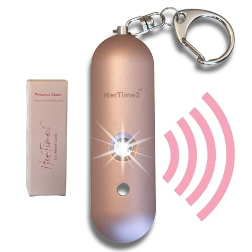 HerTime2 Personal Safety Keychain for Women, Extra Loud Siren & Strobe Light