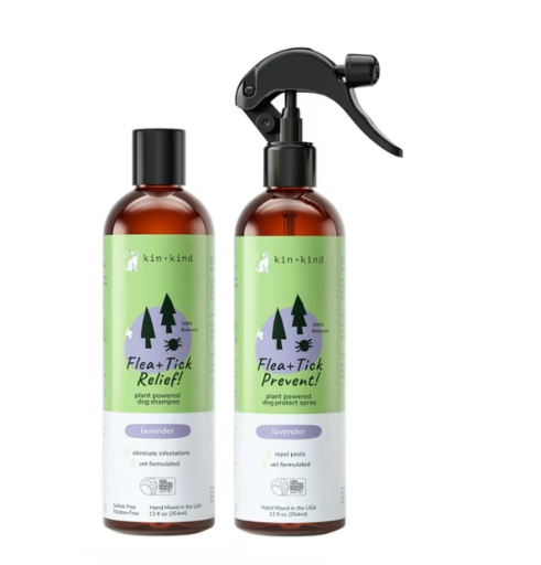 kin+kind Dog Flea and Tick Spray and Shampoo Bundle