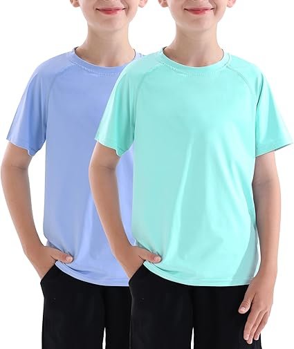 Boys' Rash Guard Short Sleeve Swim Shirt, 2 Pack