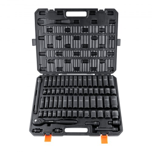 65-Piece Vevor 1/2" Drive Impact Socket Set (SAE & Metric)
