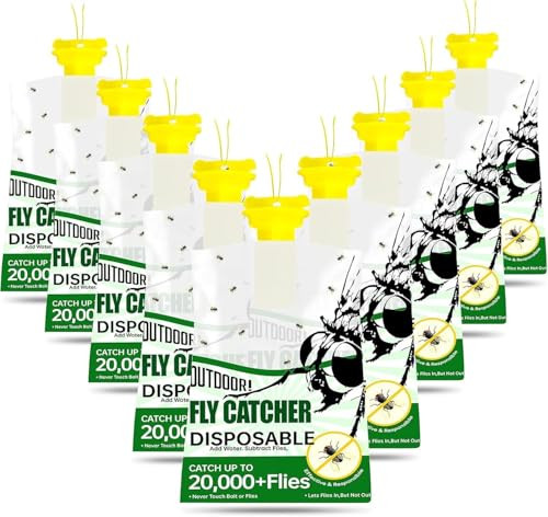 9 Pack of Non-Toxic Disposable Hanging Fly Traps with Natural Pre-Bait