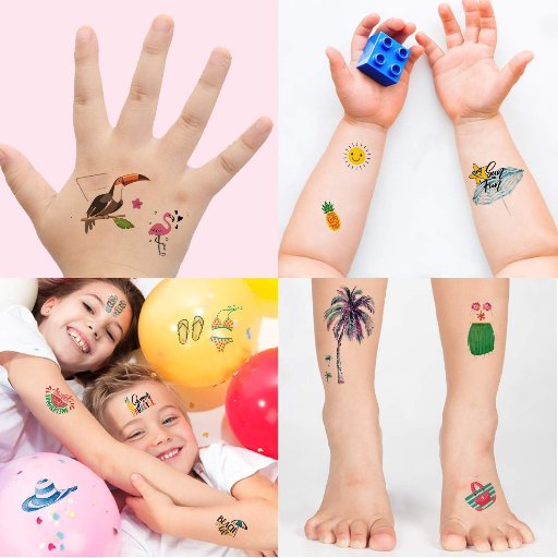 Luau Party Temporary Tattoos, 5 Count