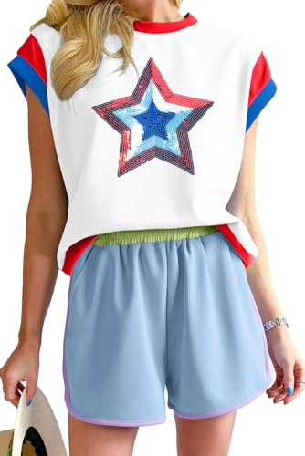 Women American Flag Cap Sleeve Top
