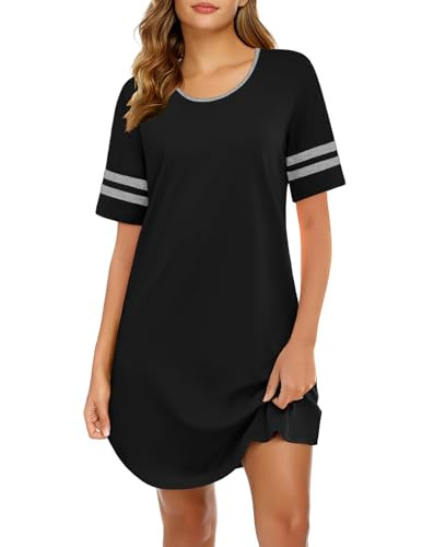 Ekouaer Womens Nightgowns Short Sleeve Cotton Sleepwear