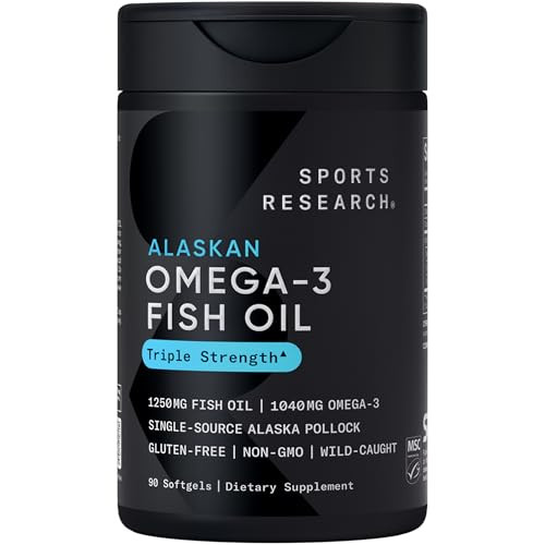 Sports Research Burpless Triple Strength Omega-3 Fish Oil Softgels